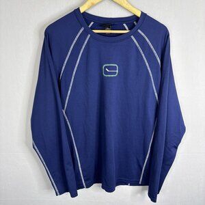 Roger Edwards Vancouver Canucks Long Sleeve Athletic Shirt Blue Men’s XL Warmup